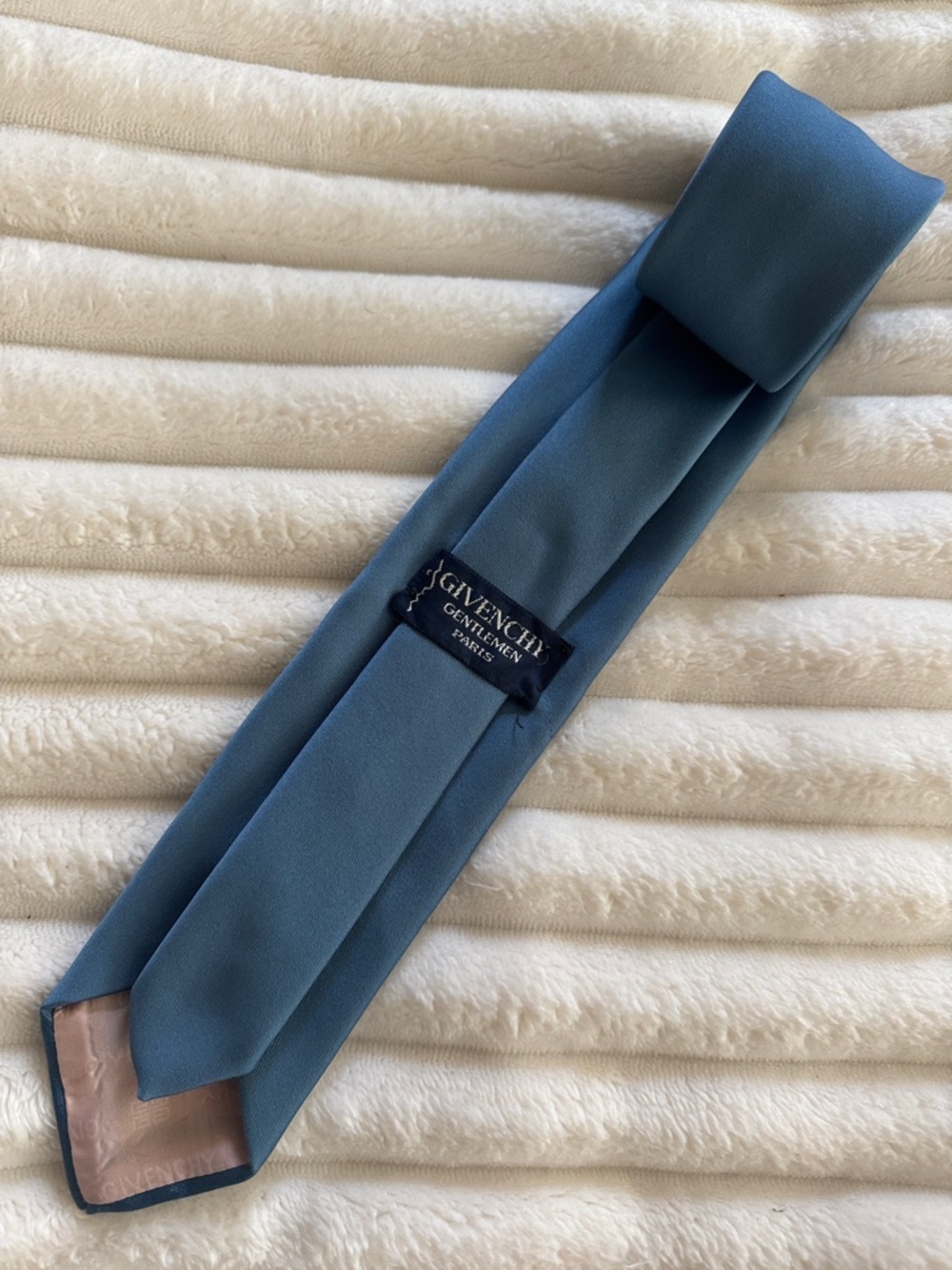 Vintage Givenchy Men's Light Blue Silk Necktie